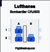 Lufthansa Bombardier CRJ900 seat map layout for flight LH2372 from MUC to ZRH